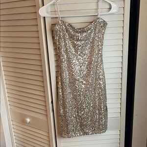 Windsor Glittering Silver Mini Dress